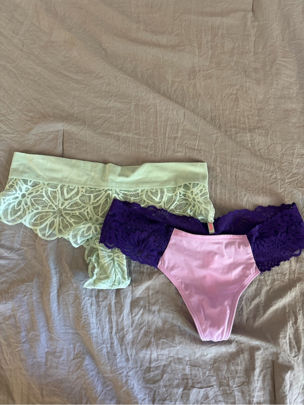 Vintage PINK lace thongs
